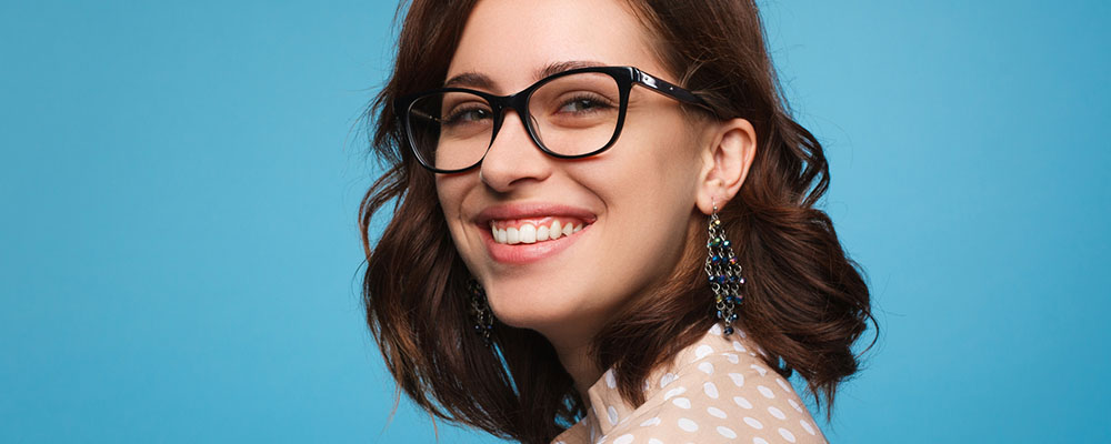 Woman wearing Project Runway glasses