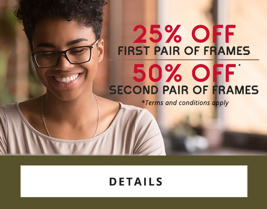 25% OFF first pair, 50% OFF second pair