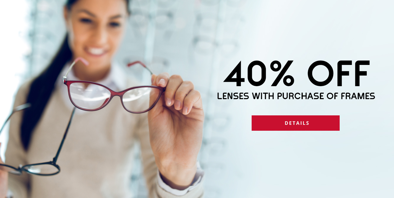 40% OFF lenses with purchase of frames in Illinois